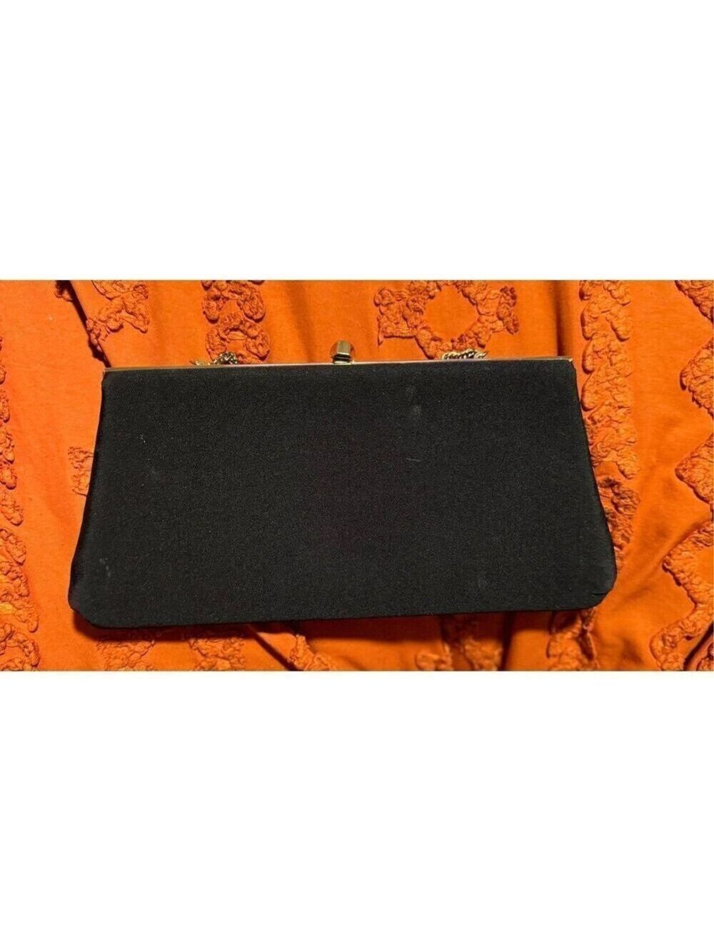 HL USA formal evening event black tie clutch hold chain black bow - Picture 13 of 15
